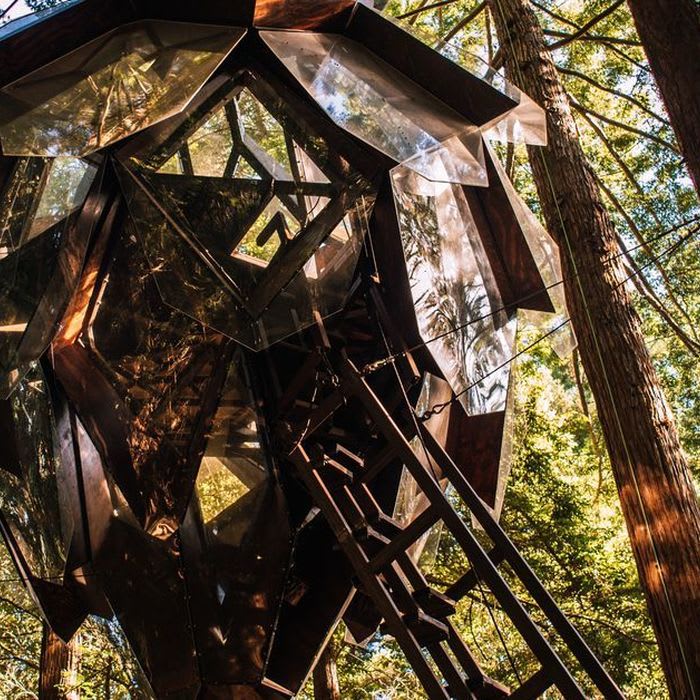 You can buy this tiny treehouse shaped like a pinecone