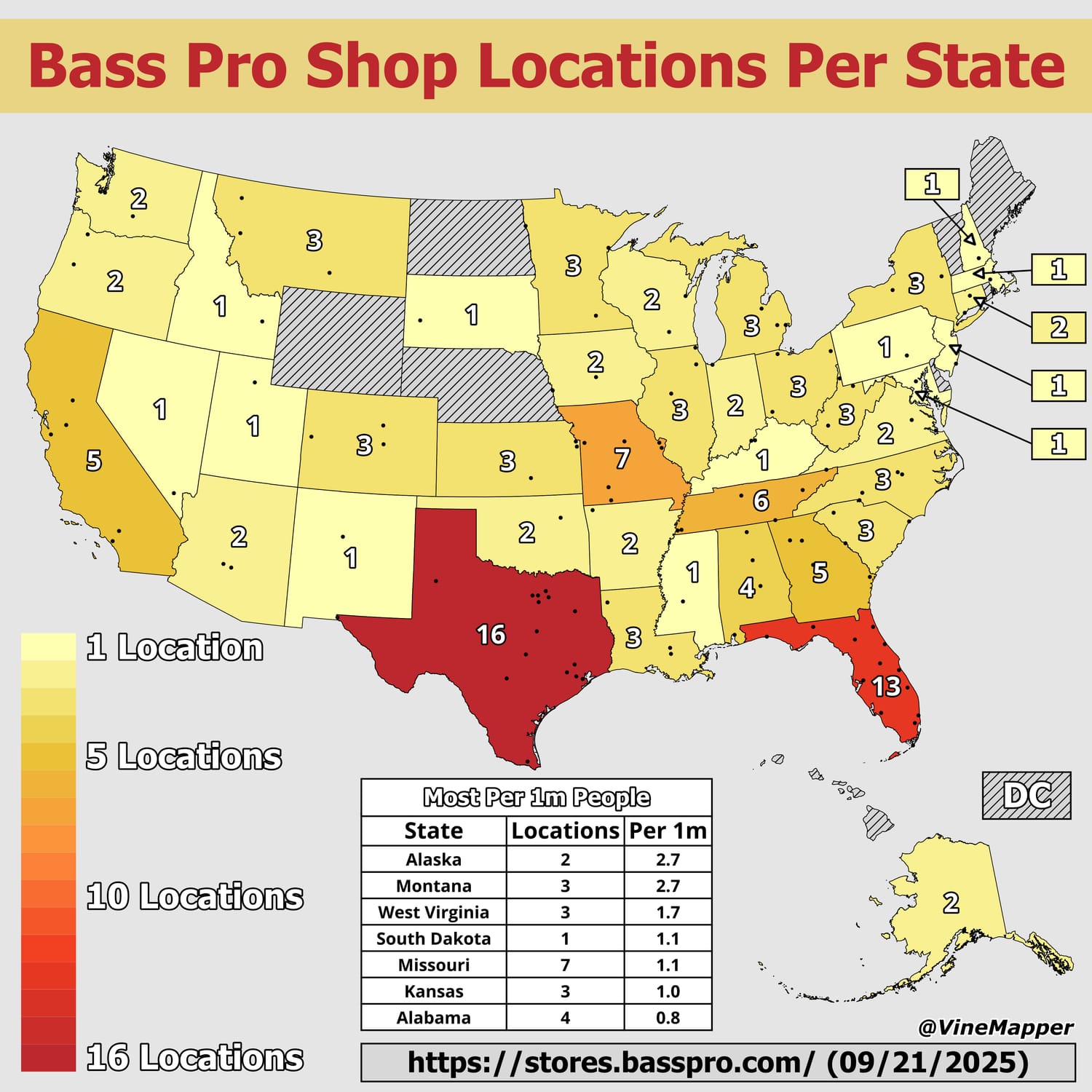 Bass Pro Shop Locations Per State