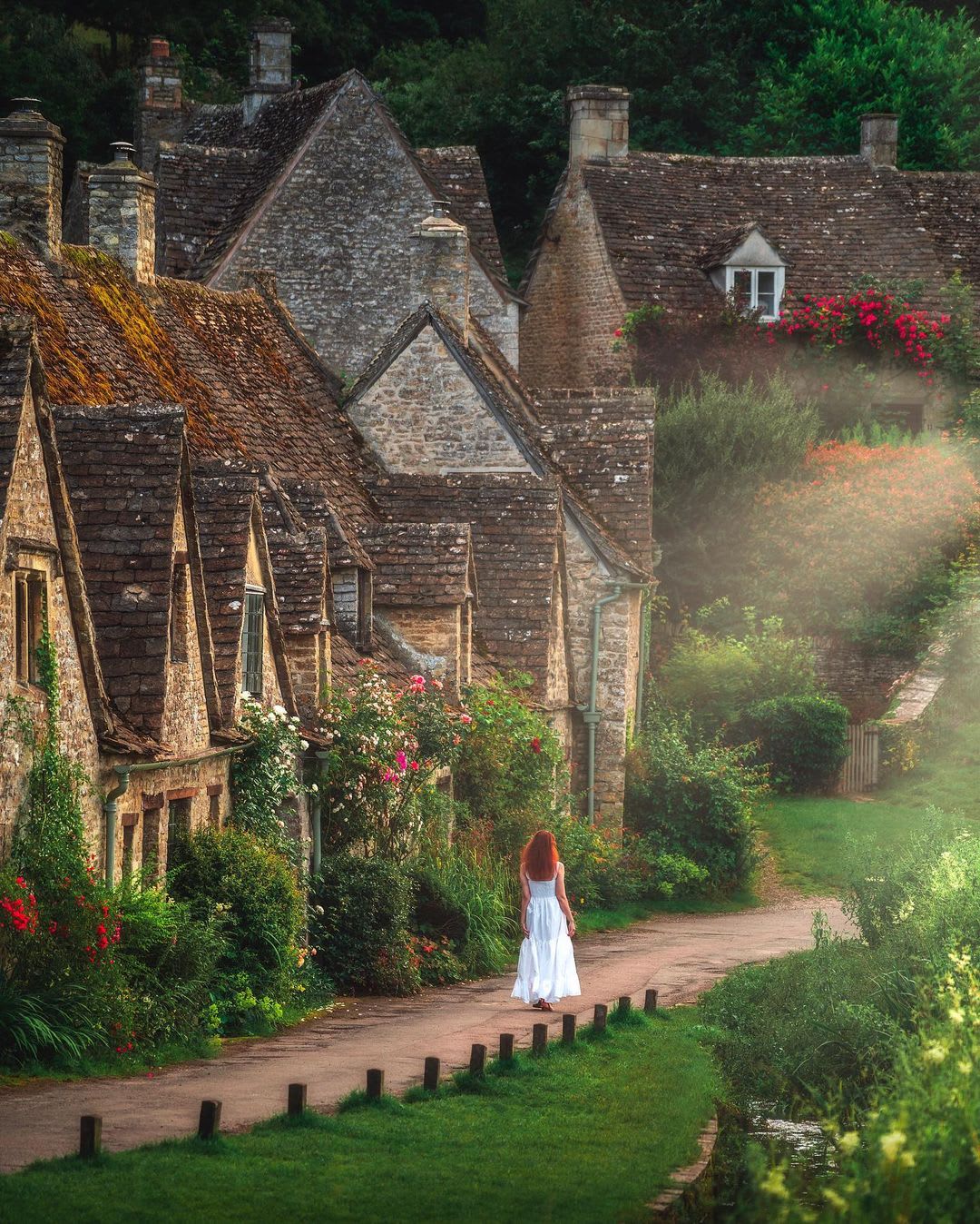 Arlington Row cottages originally built in the 14th century in Arlington, a small Cotswolds village of Bibury, Gloucestershire, England.