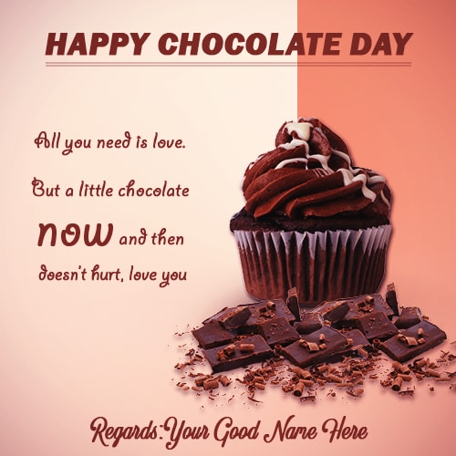 February 9th Chocolate Day Greeting Card With Name