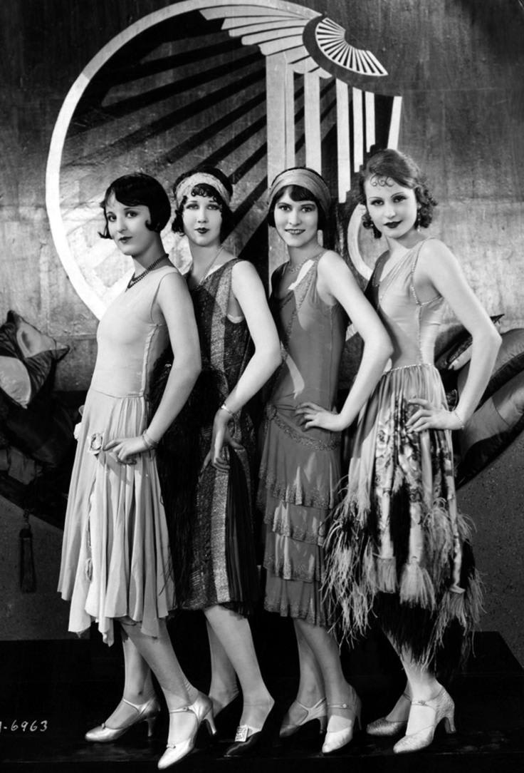 4 Models pose for a picture in Chicago, US in 1920. This fashion style was known as the Flapper Girl style, and was common among young women in the US during the 1920s. This kind of look was common at underground bars and clubs even as prohibition would outlaw such institutions.