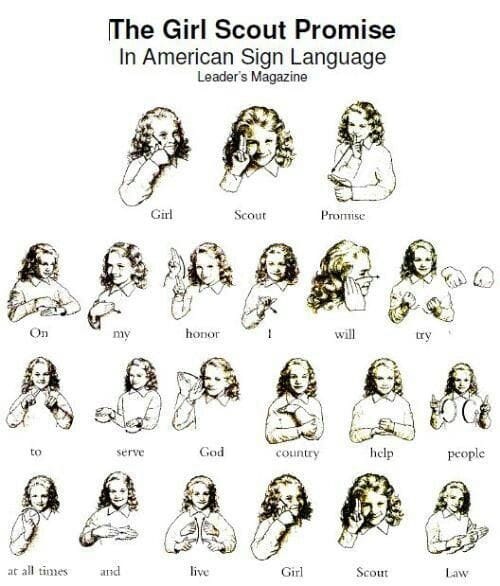 Girl Scout promise in sign language | Girl scout promise, Girl scouts ...