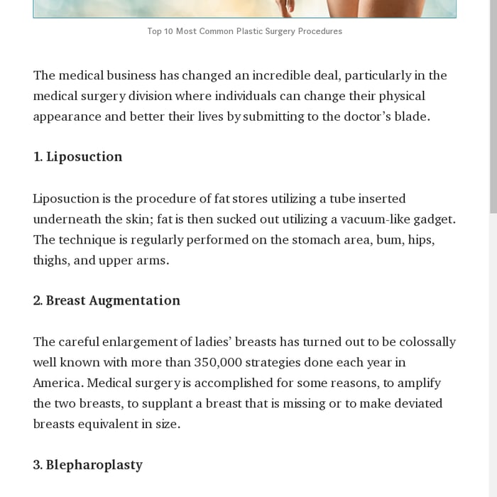 Top 10 Most Common Plastic Surgery Procedures India