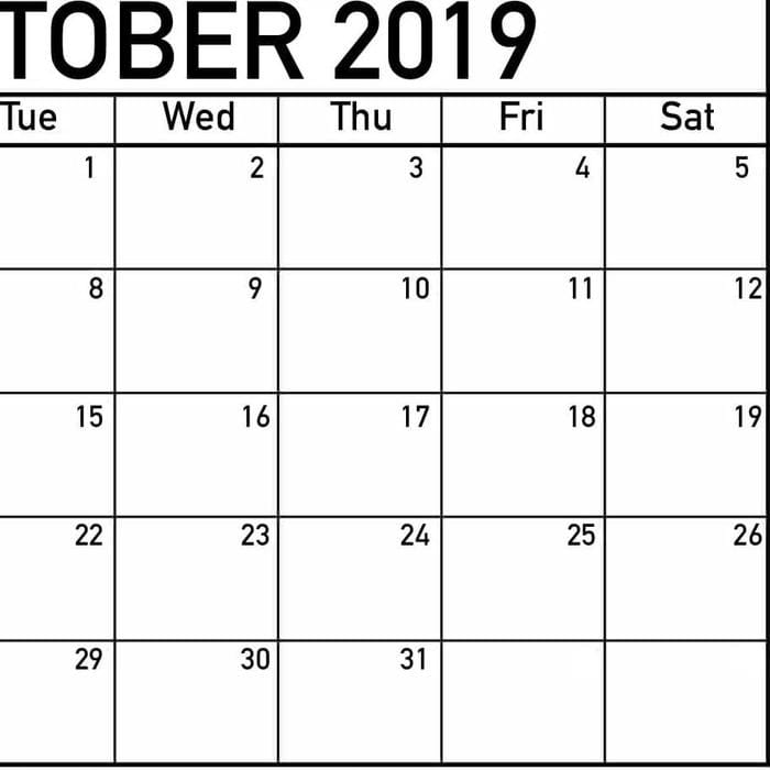 October 2019 Printable Calendars