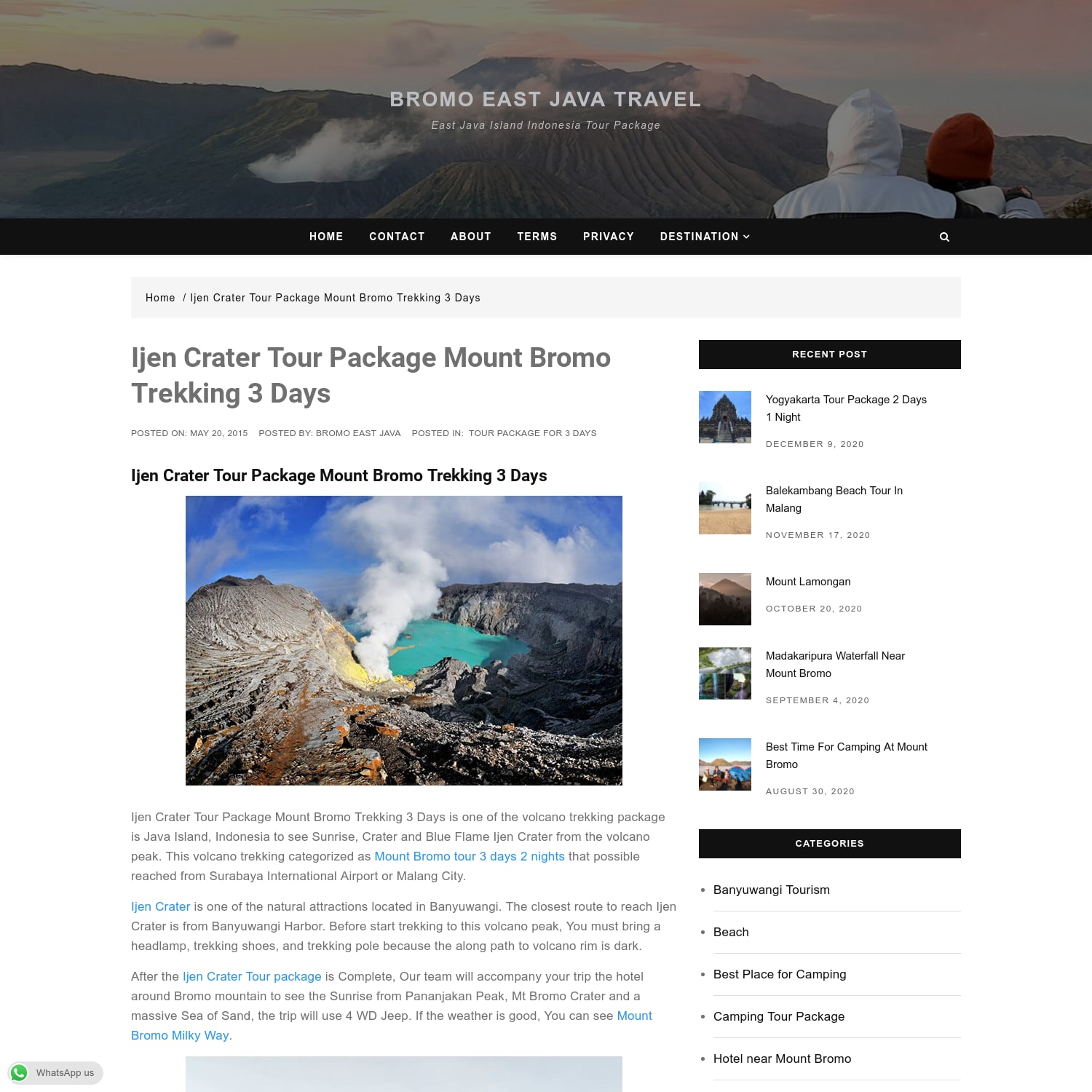 Ijen Crater, Mt Bromo Tour Package 3 Days