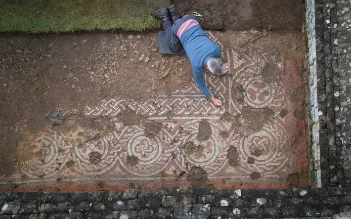 New dating of a mosaic floor at a villa in Gloucestershire to the mid-5th century A.D. indicates that some people continued Romanized living even after the end of Roman rule in Britain.