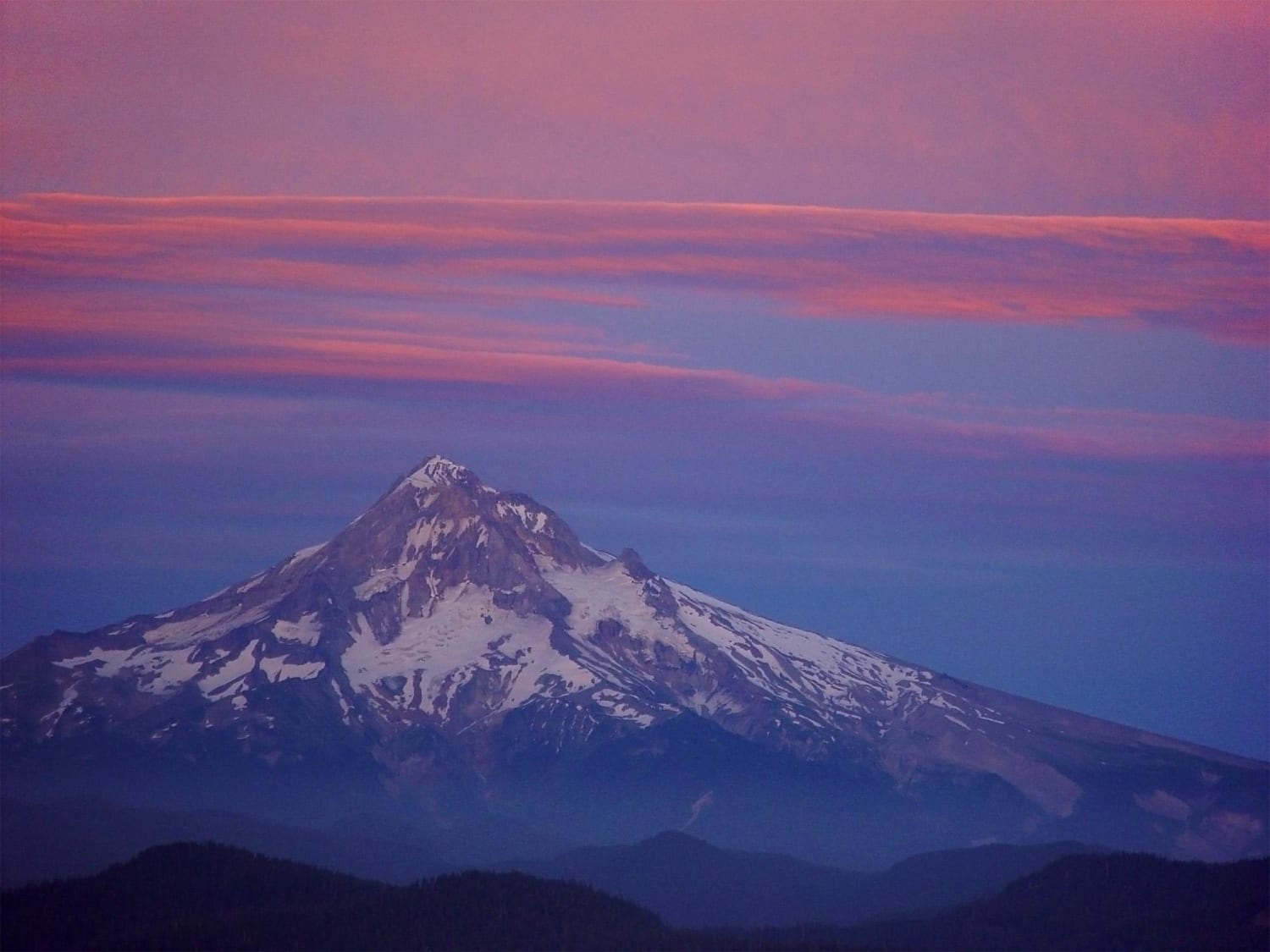 Mt. Hood at sunset, viewed from atop from Larch Mtn, Oregon