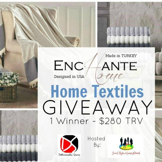 The Enchante Home Textiles Giveaway! 1 Winner ~ $280 RV [Ends 8/17] @enchantehomeNY @SMGurusNetwork