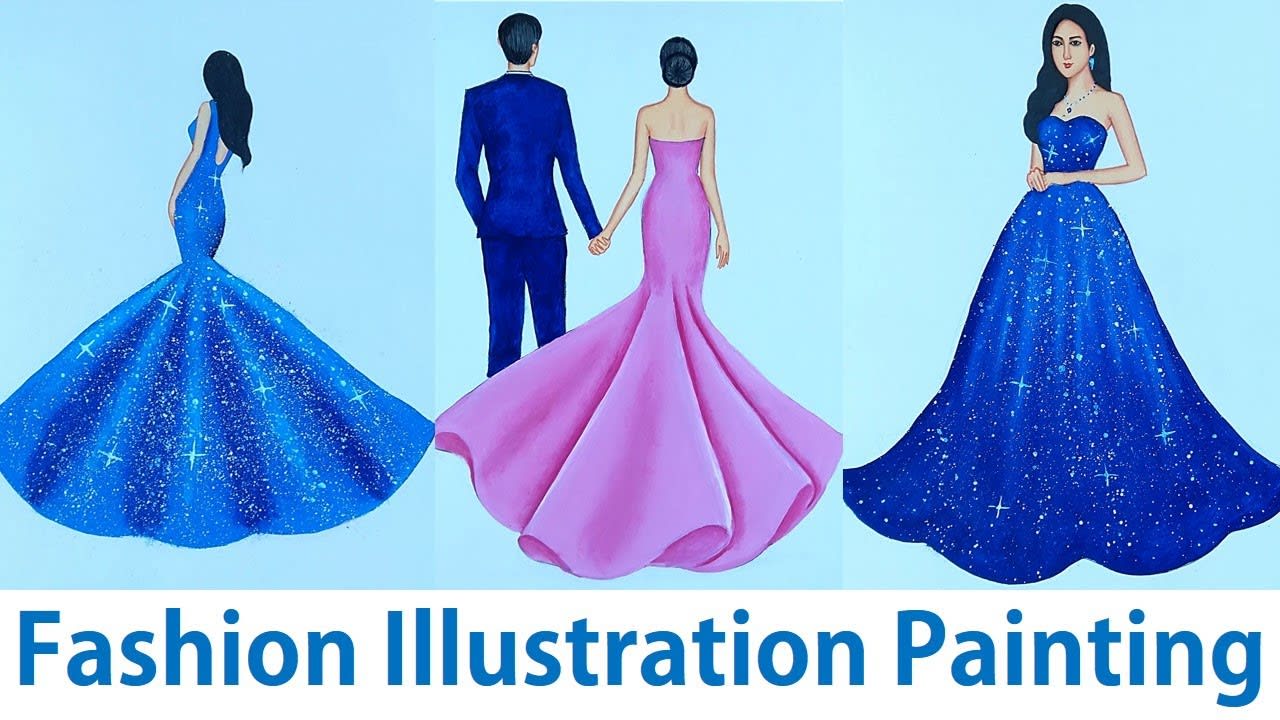 Dresses designing drawing Compilation (Speed Drawing)