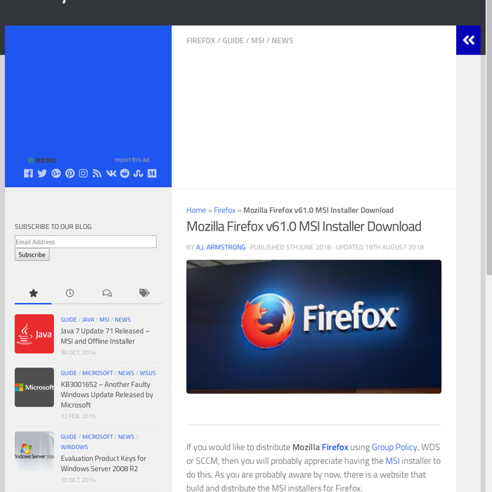 Mozilla Firefox v61.0 MSI Installer Download