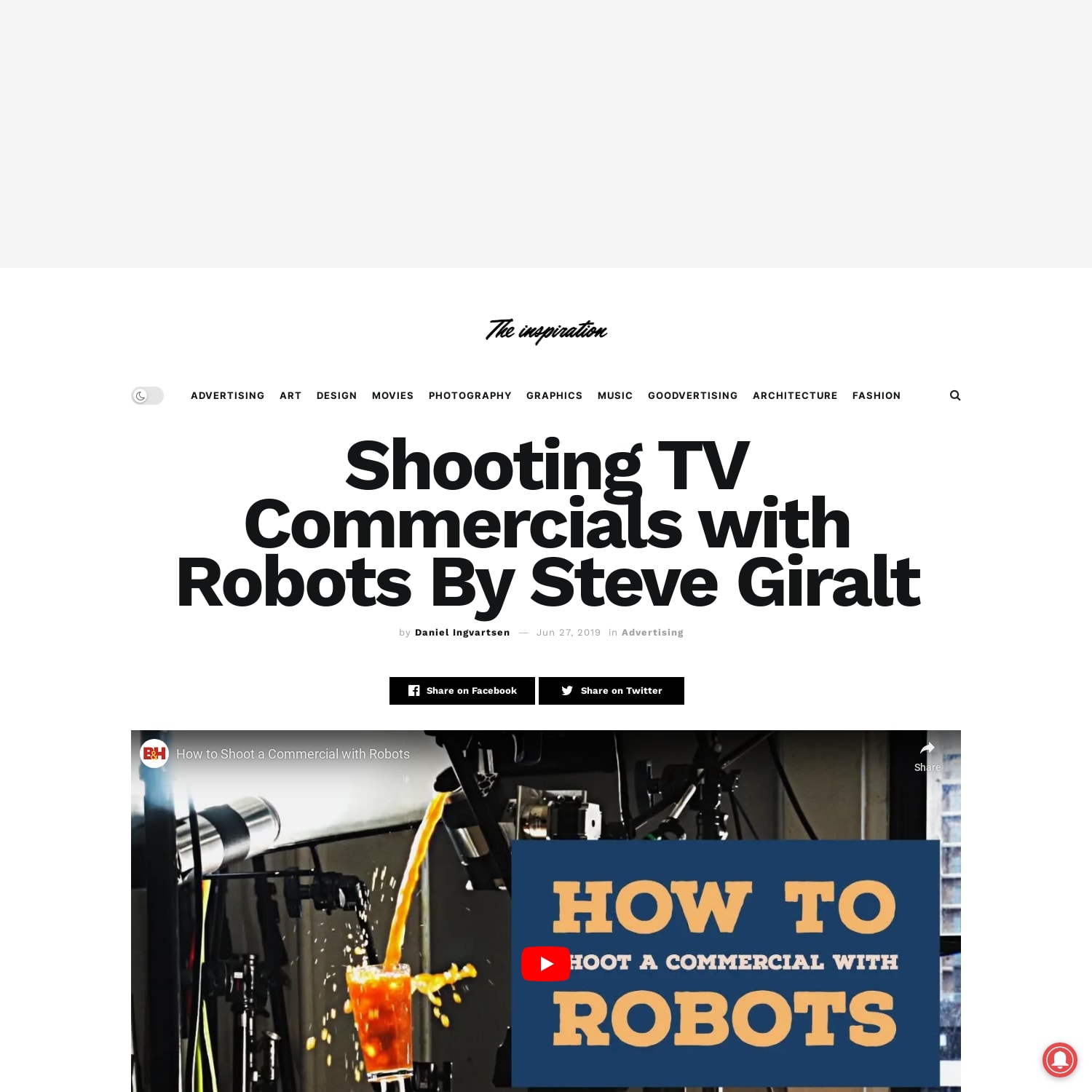 Shooting TV Commercials with Robots By Steve Giralt