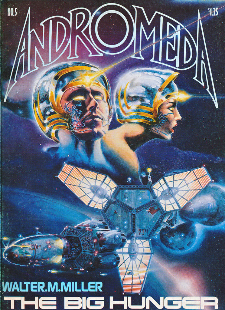 retroscifiart: Andromeda No 5 (1979) Cover by John Alison, stories illustrated by Tony Meers. Great cover art by John Alison, but what’s up with that rip off of the Discovery from 2001 A Space Odyssey?!