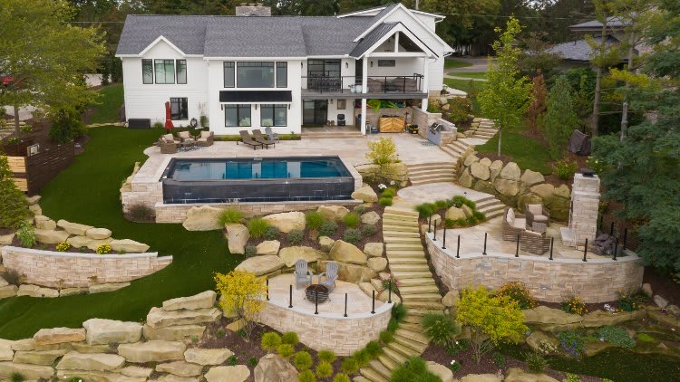 The Path to This Lakeside Dream House is Paved with Indiana Limestone