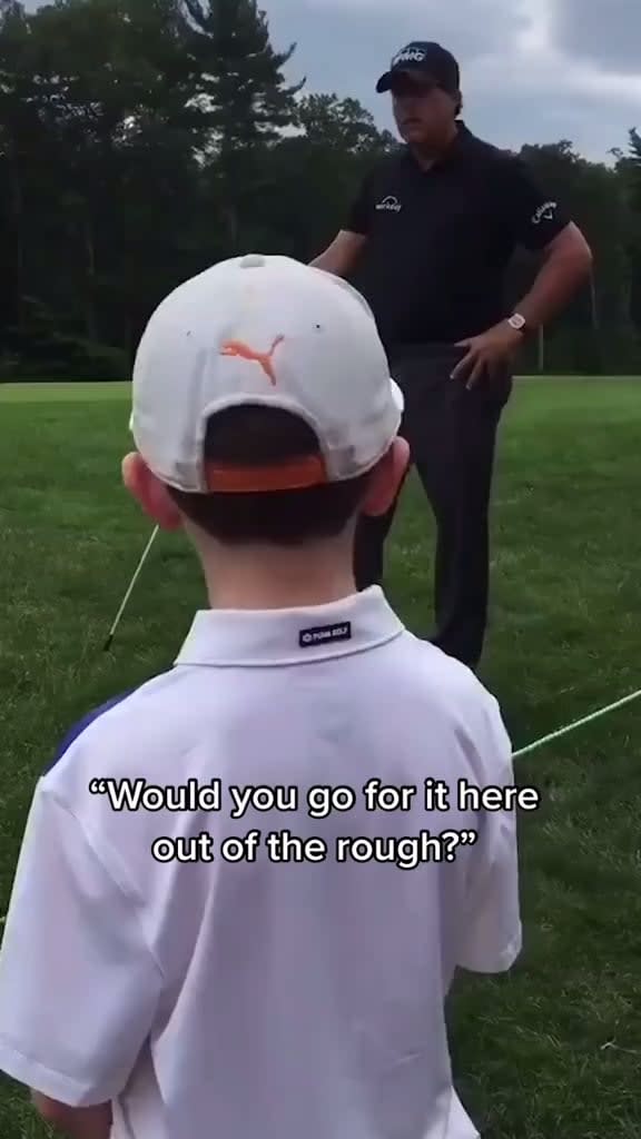 Golf Pro Phil Mickleson Gets A Tip From A Kid Before His Shot