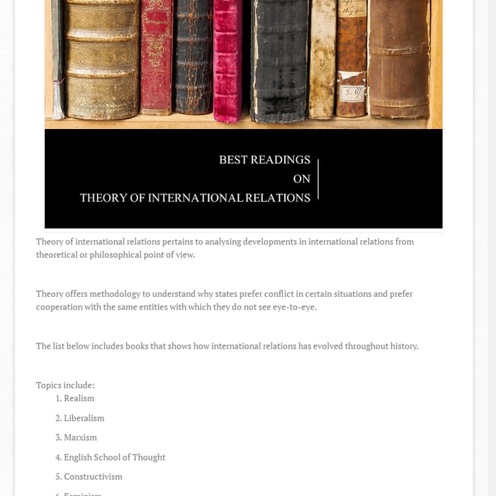 Best Books on Theory of International Relations ~ Spices n Secrets