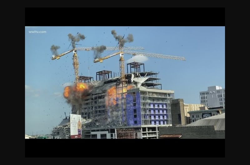 Crane implosion at Hard Rock Hotel collapse in New Orleans