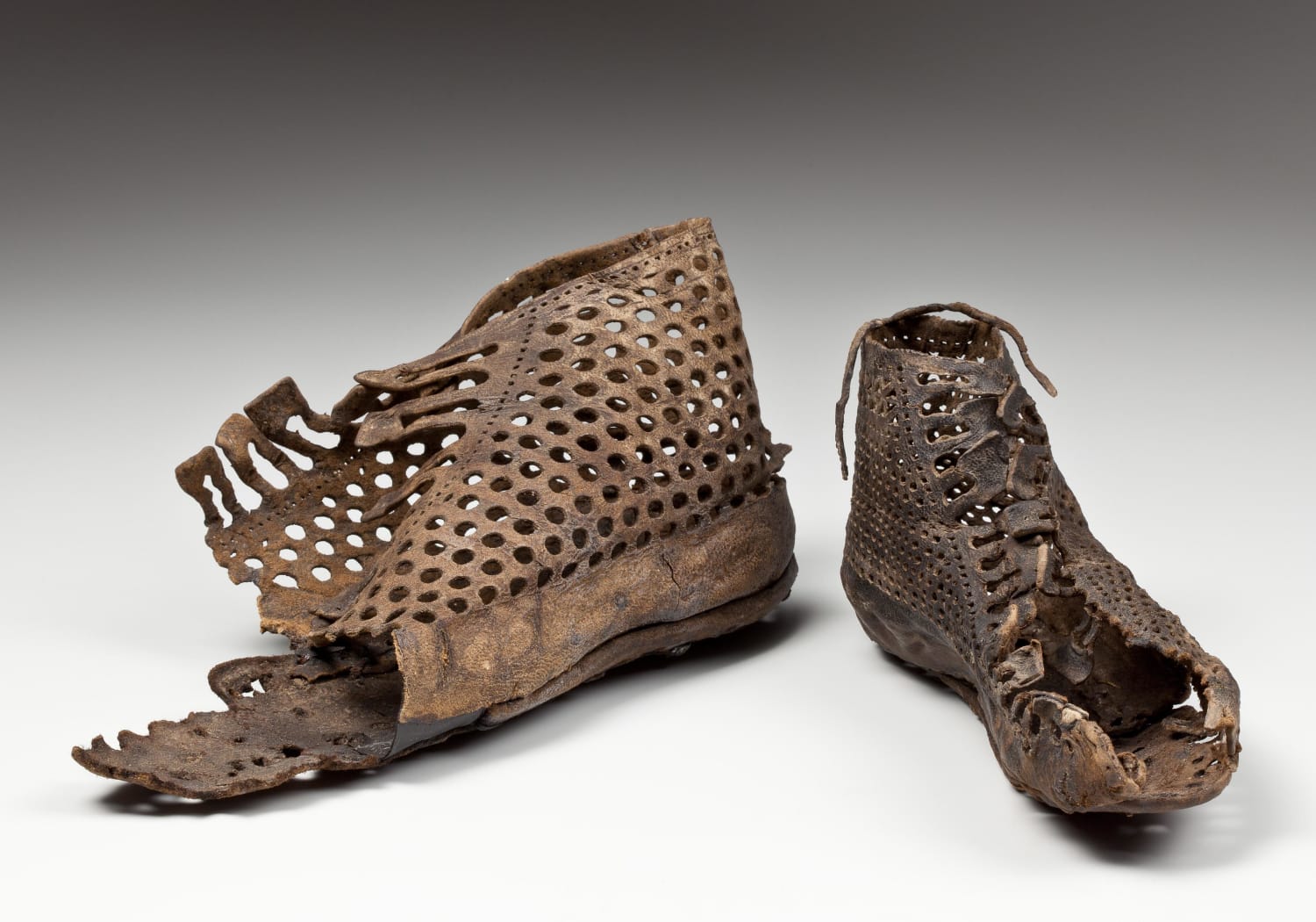 Ancient Roman leather sandals found in Cologne, Germany.