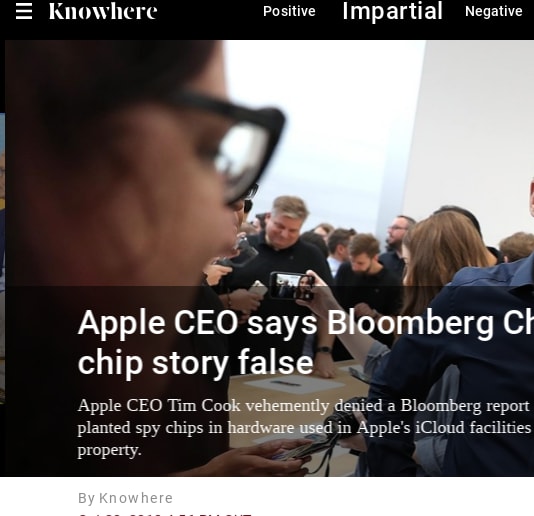 Apple CEO says Bloomberg Chinese spy chip story false