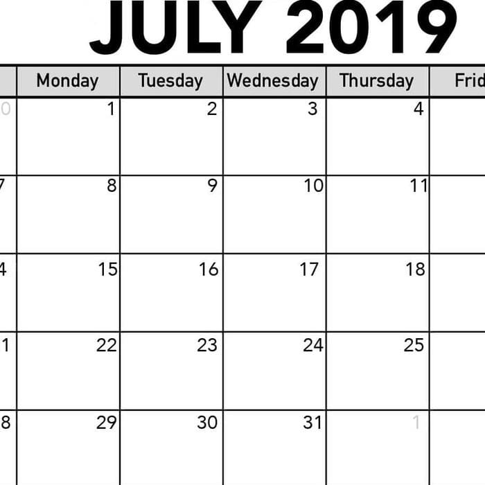 July 2019 Printable Calendars
