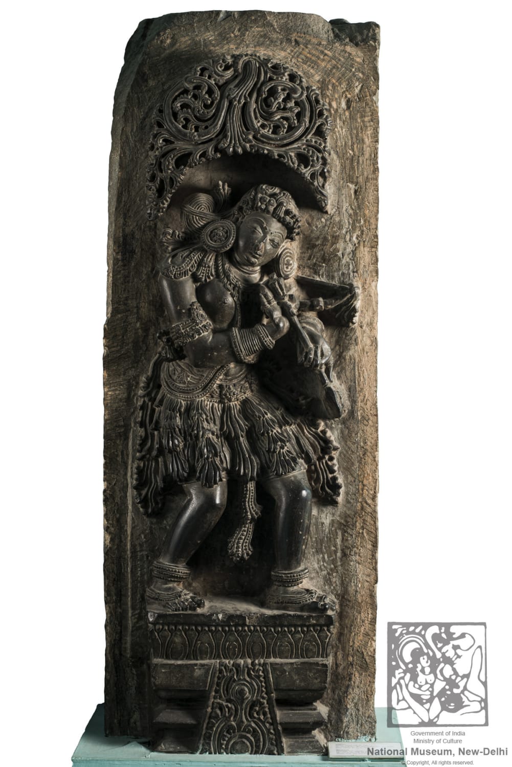 Hunter standing under a plinth, 12th Century CE, Hoyasala, Mysore, National Museum, New Delhi, India.