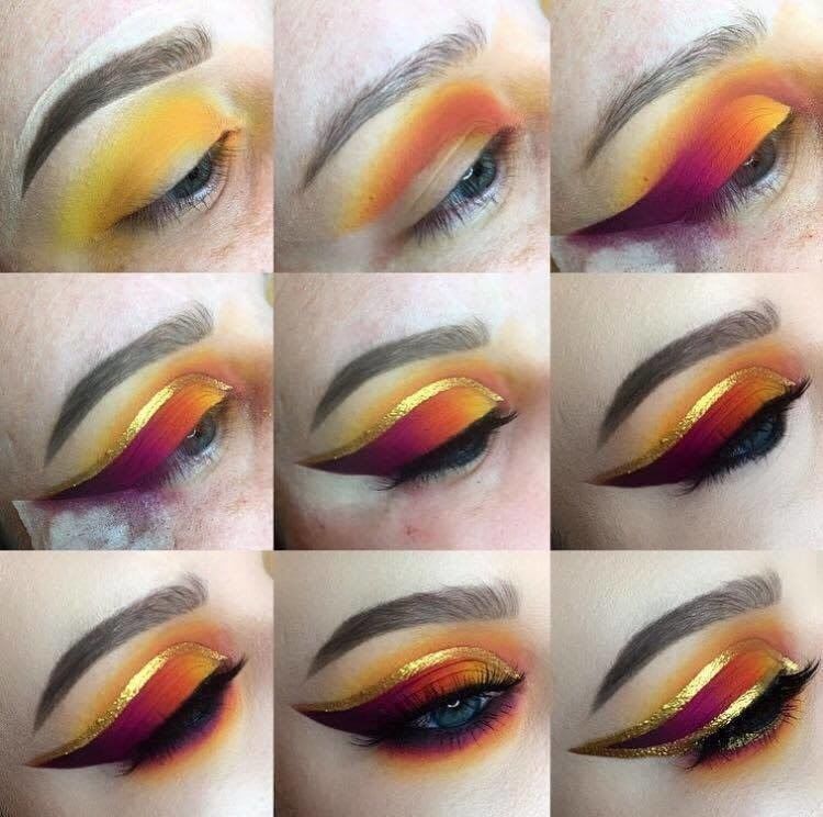 Gold Outlined Ombre Winged Liner