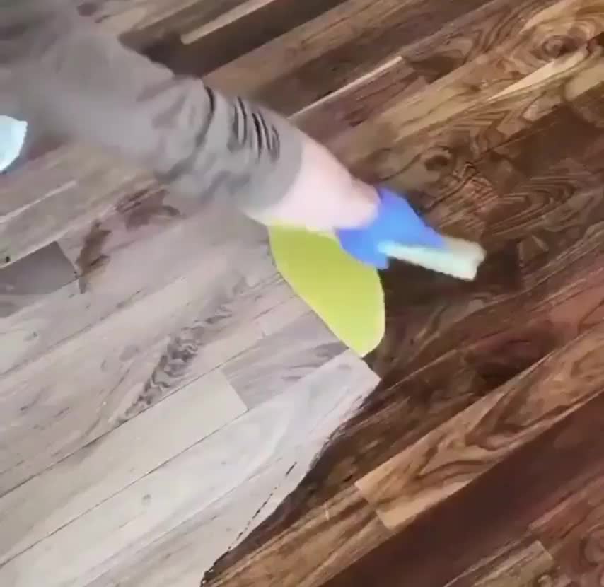 Oil coating hardwood floors - pretty soothing to watch