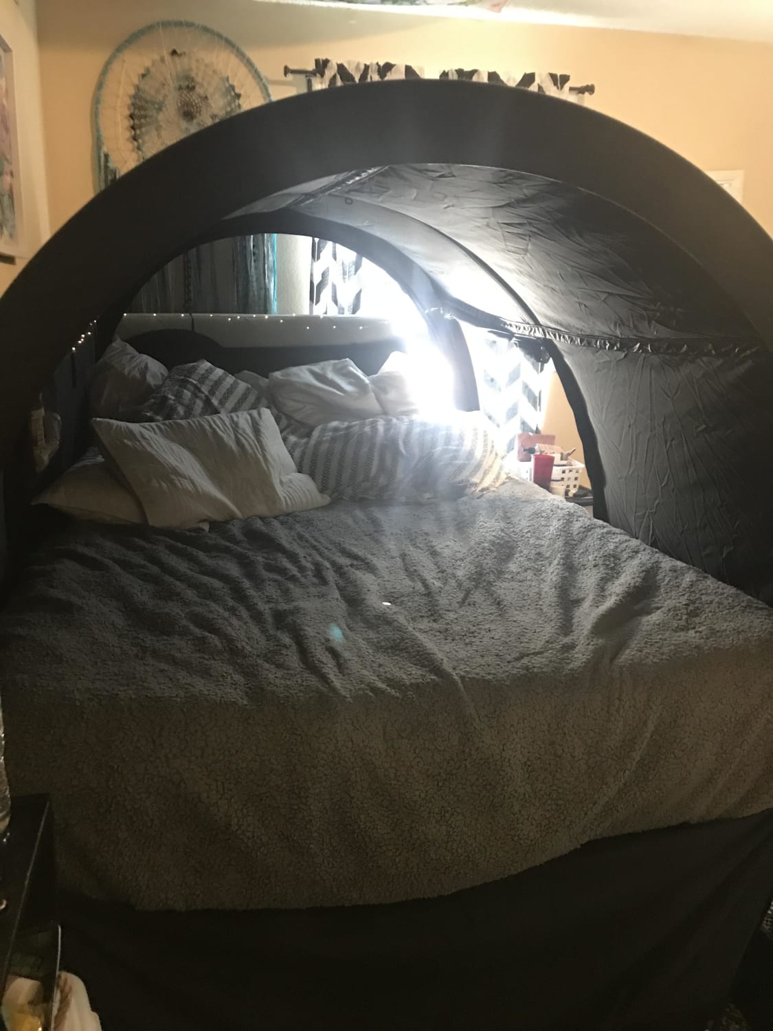 Finally invested in a bed tent for my anxiety, and I have zero regurts. Cozy as can be.