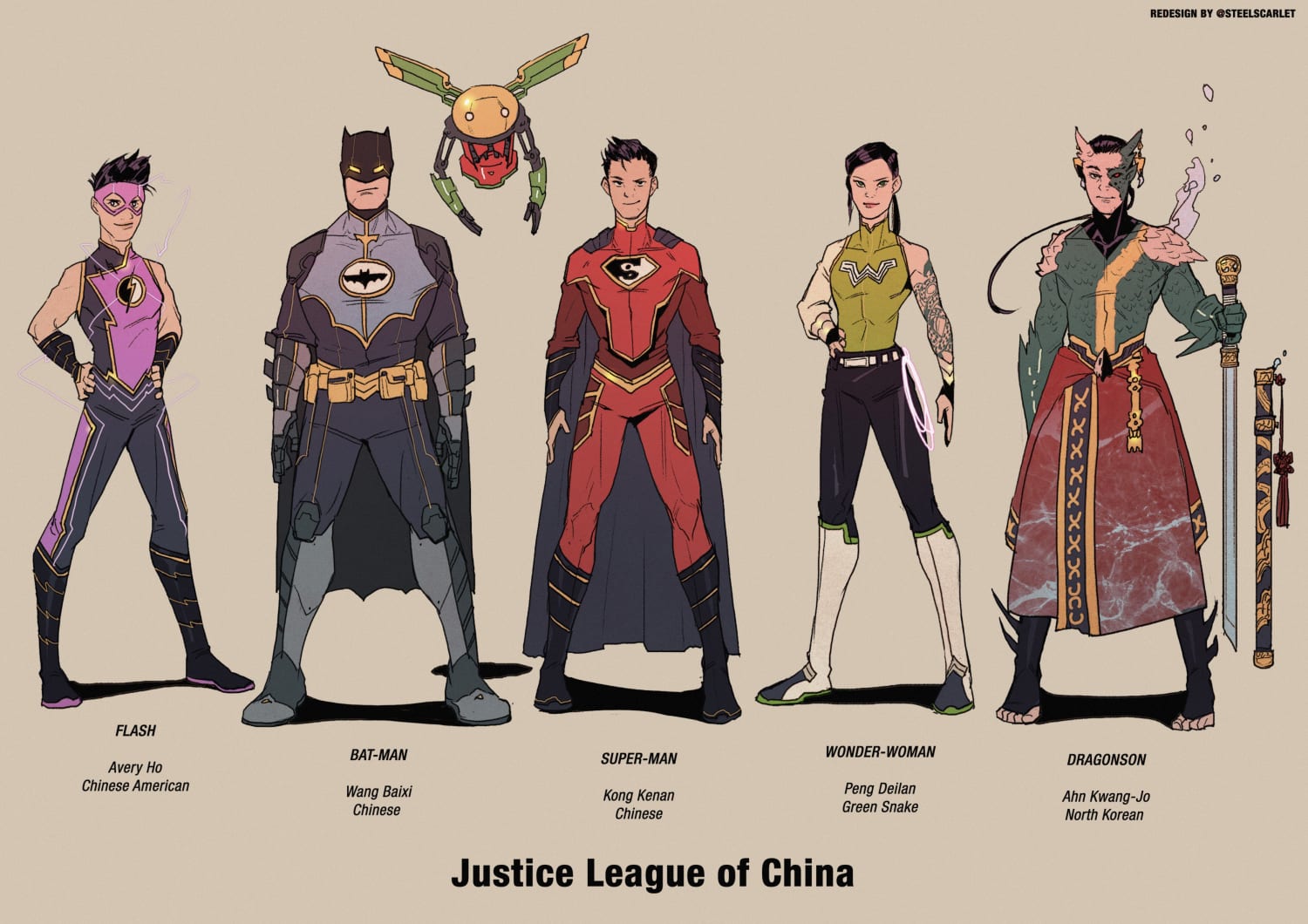 [Fan Art] Justice League of China redesigns by @SteelScarlet