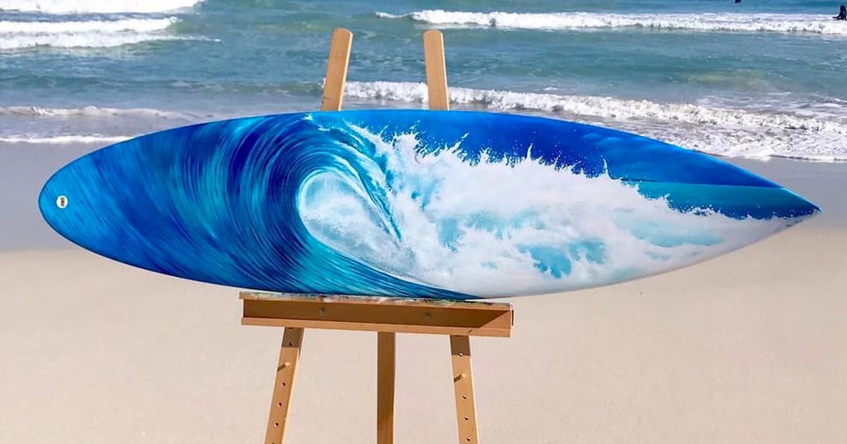 Artist Uses Surfboards as Canvases for Exquisite Ocean Paintings