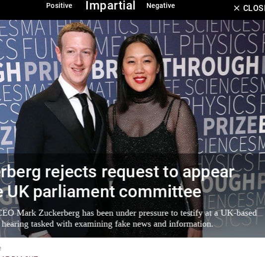 Zuckerberg rejects request to appear before UK parliament committee