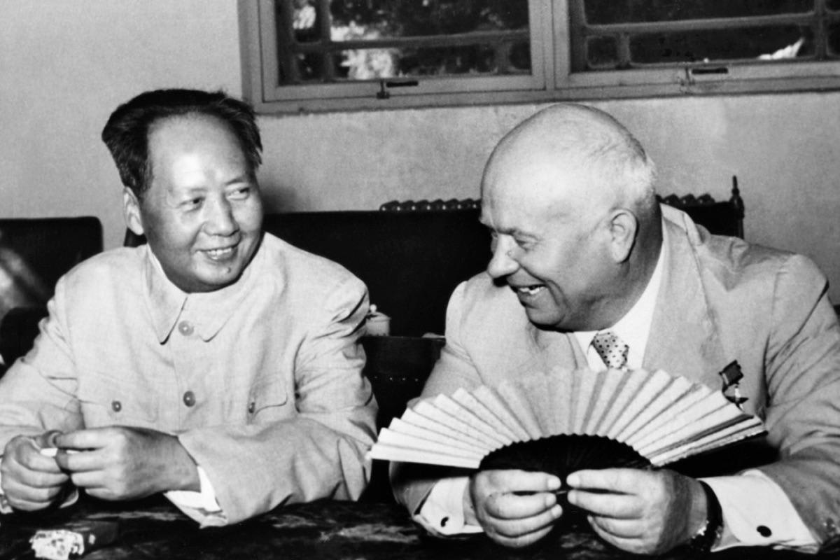 Mao Zedong hosts Nikita Khrushchev in Beijing, China in 1958 to discuss the Sino-Soviet Nuclear Armed Naval Bases between the two Communist Aligned Nations.