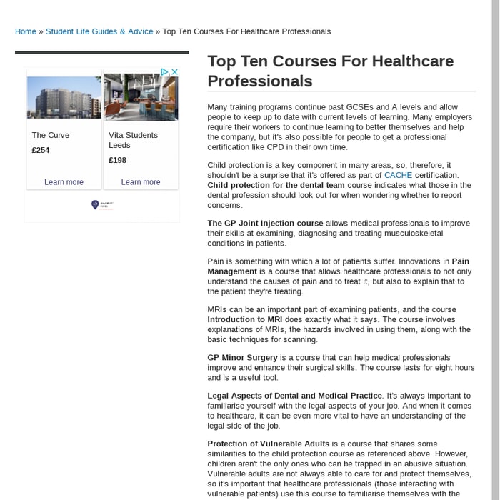 Top Ten Courses For Healthcare Professionals