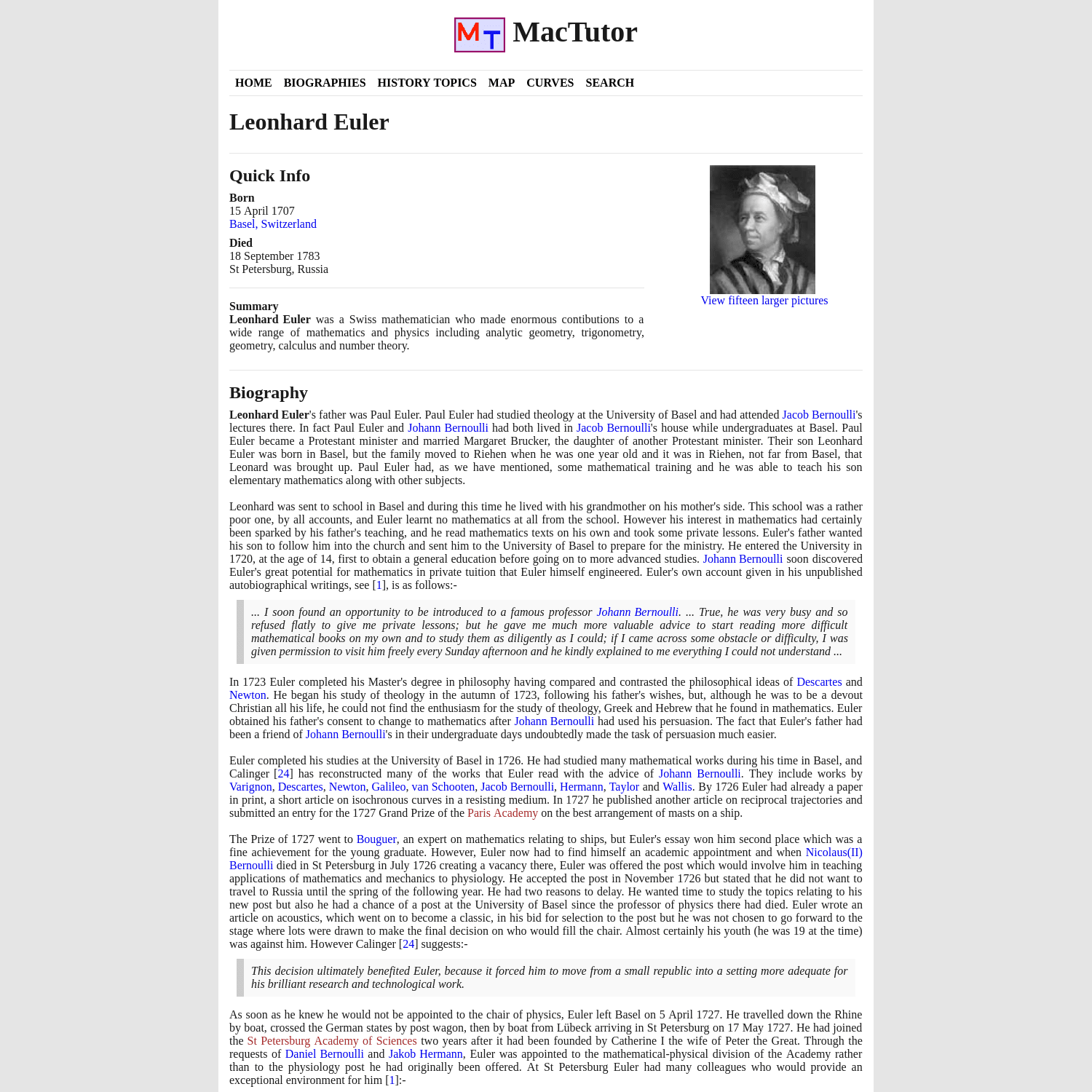 Leonhard Euler - Biography