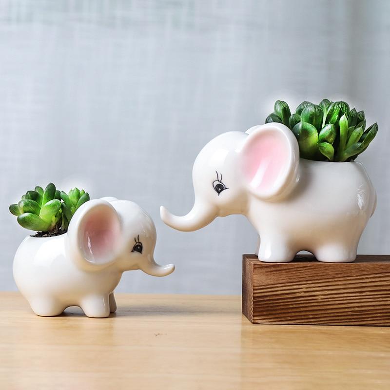 Mommy and me Elephant Ceramic Flower pots 2pcs set