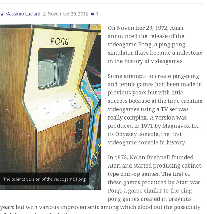 40 years ago Atari announced the videogame Pong