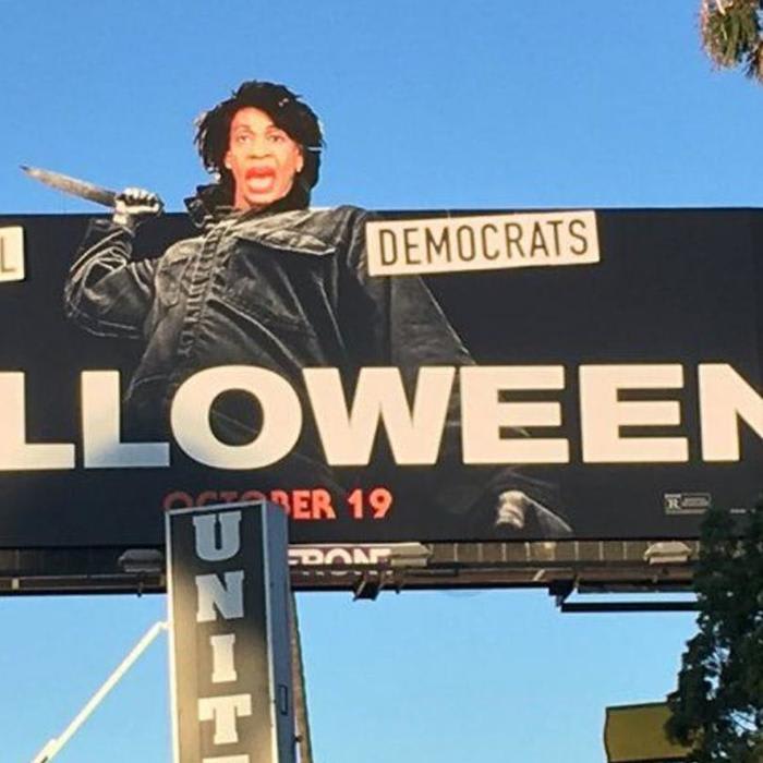 The Disrespect: GOP Street Artist Replaces Michael Myers With Maxine Waters on a Halloween Billboard