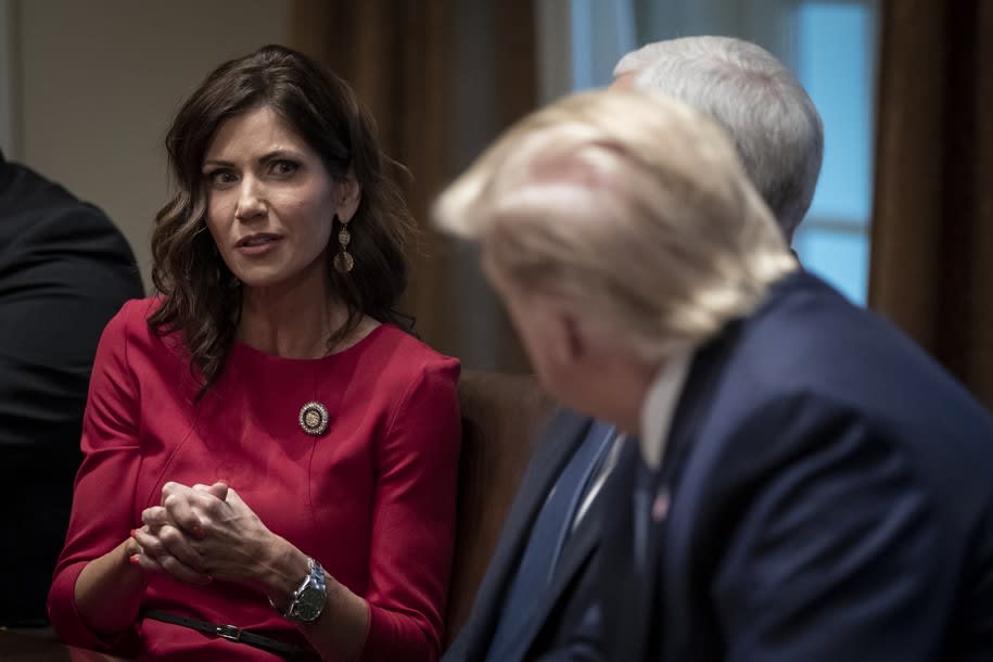 Kristi Noem goes for triple world record in cherry-picking, finger-pointing, self-congratulation