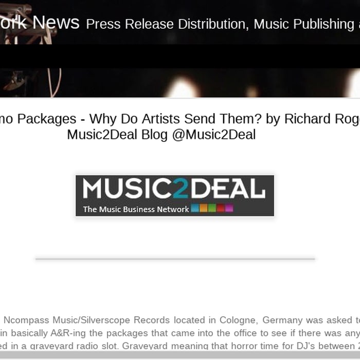Poor Demo Packages - Why Do Artists Send Them? by Richard Rogers Music2Deal Blog @Music2Deal