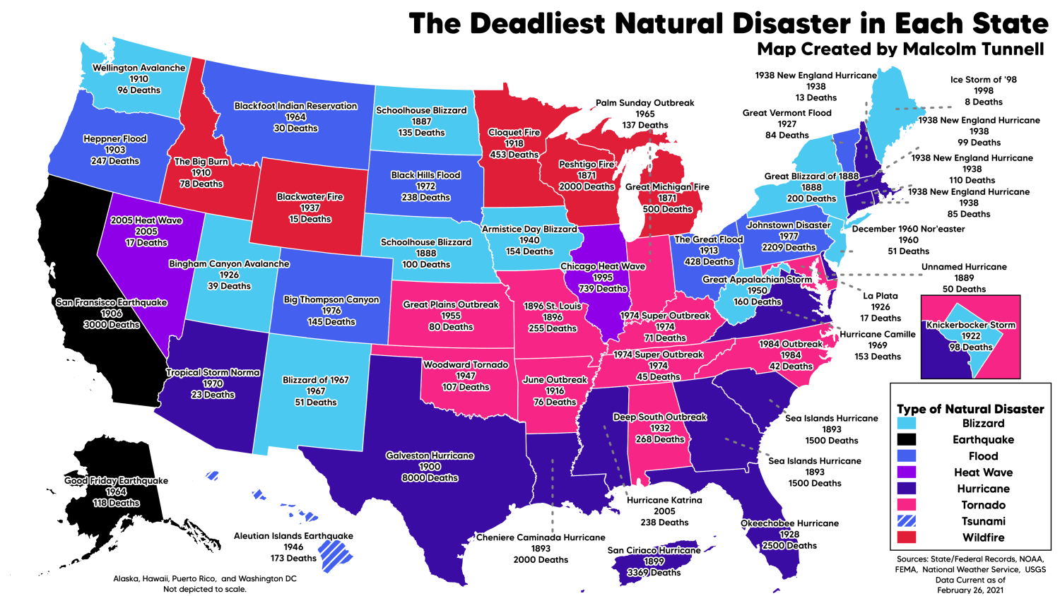 Deadliest Natural Disaster in Each State