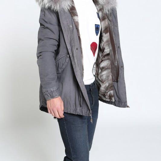 Saline Cotton Canvas Mini Parka With Fur By Mr & Mrs Italy