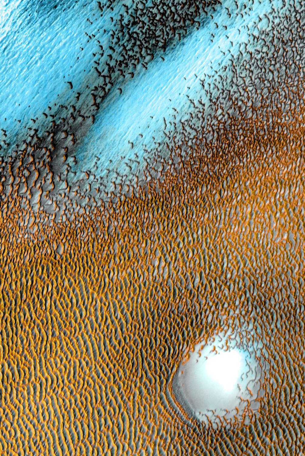 Blue Dunes on the Red Planet
