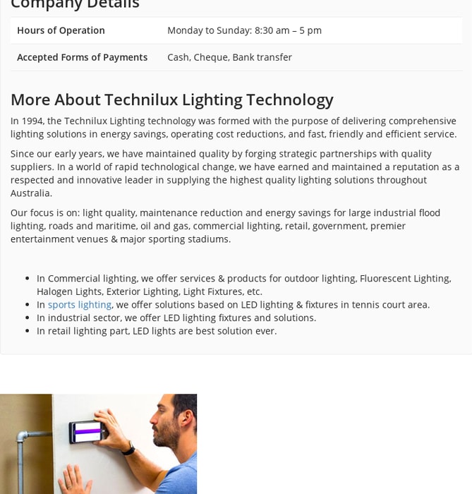 Technilux Lighting Technology on One Stop Business Listing