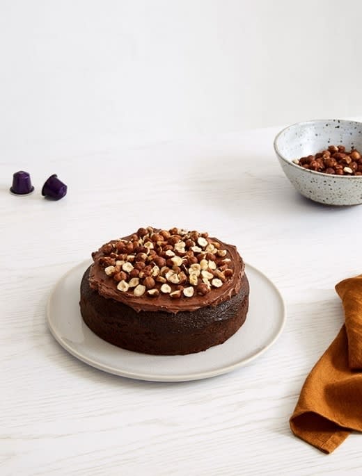 Velvety Chocolate Cake With Espresso & Hazelnuts