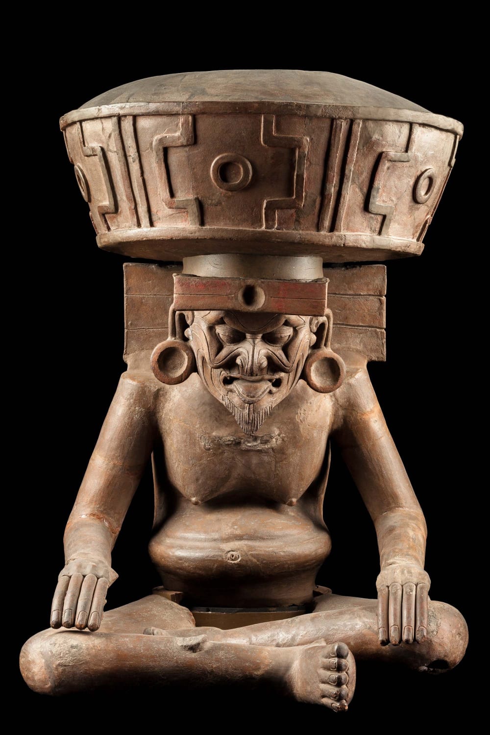 A statue of Huehuetéotl, the aged god of fire of the prehispanic pantheon. Now on n display at the National Museum of Anthropology in Mexico City
