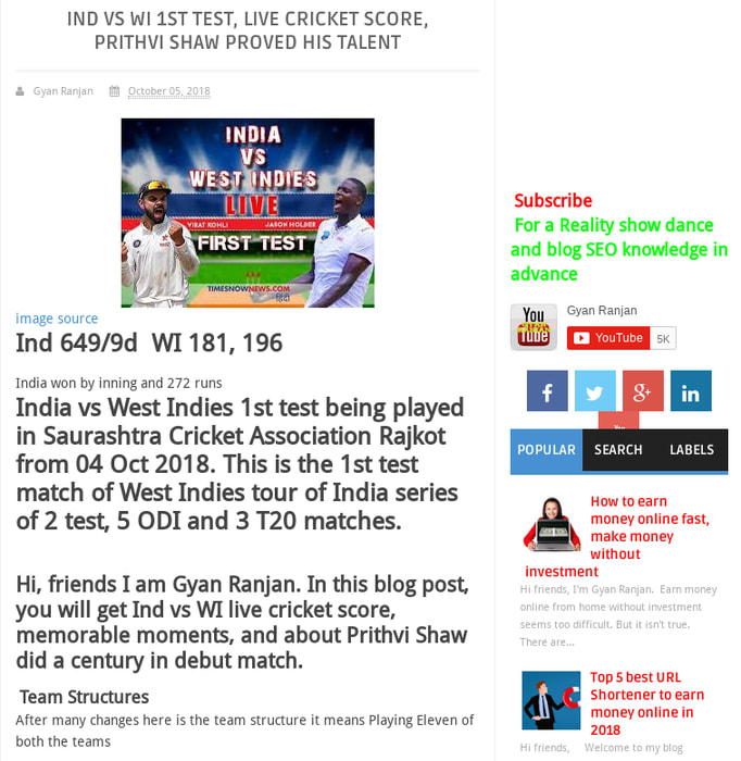 Ind vs WI 1st Test, live cricket score, Prithvi Shaw proved his talent