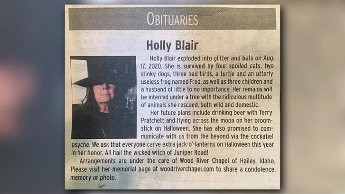 'Holly Blair exploded into glitter and bats': Unorthodox obituary for Idaho witch goes viral