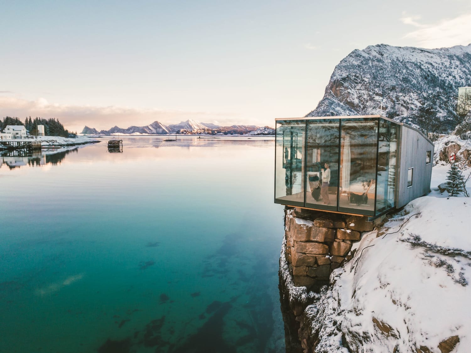 These are the 'Seacabins', a resort hotel on Manshausen Island, northern Norway.