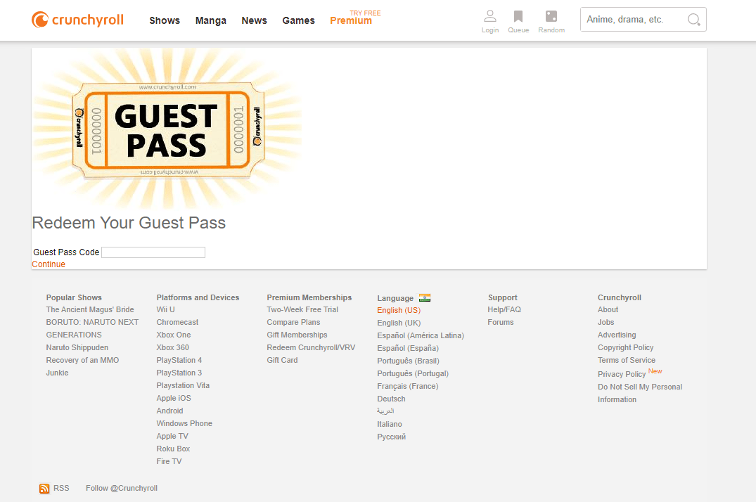 Learning About Crunchyroll Guest Pass - How To Redeem Guest Pass Crunchyroll