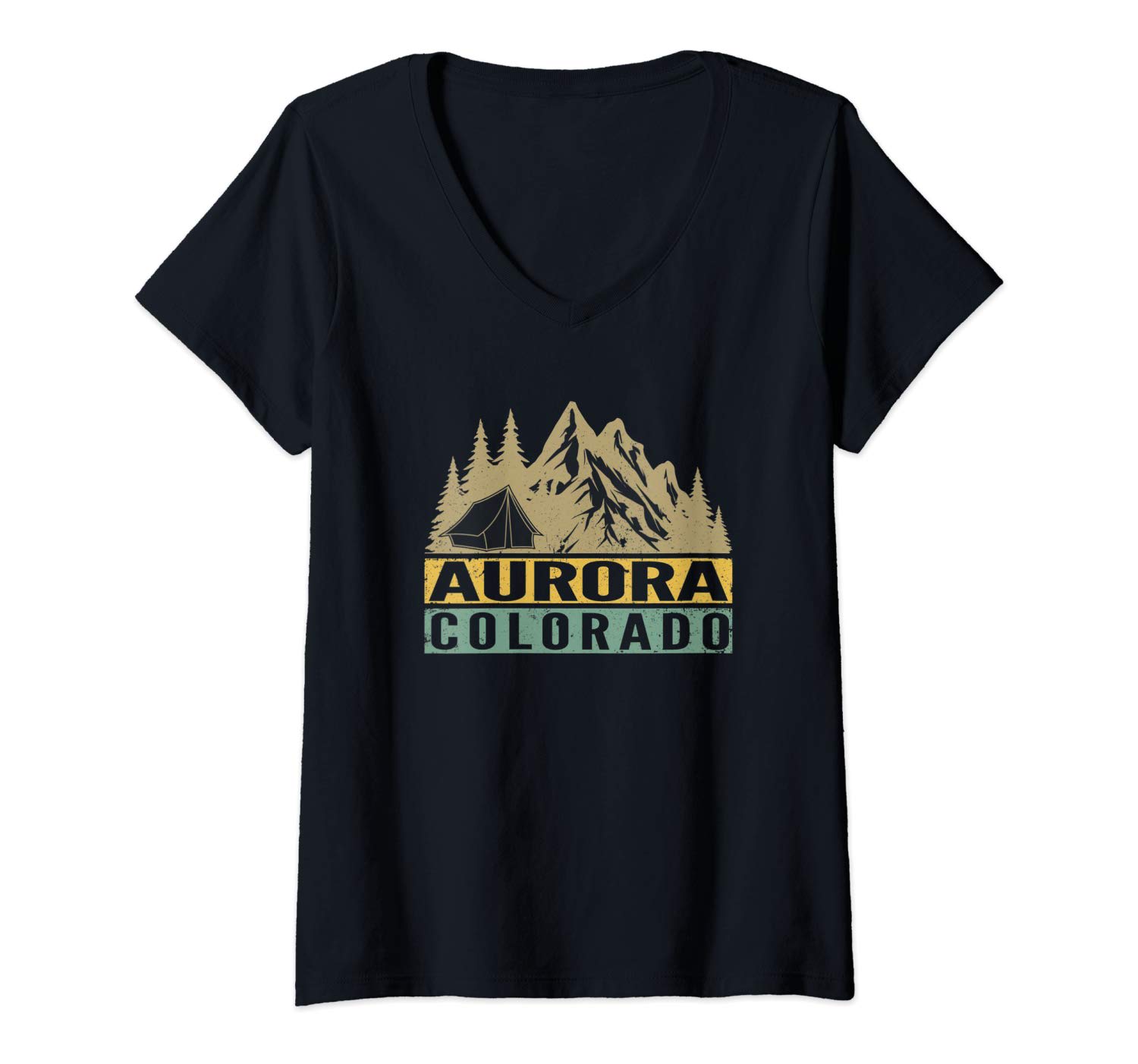 Aurora Colorado Camping V-Neck T-Shirt