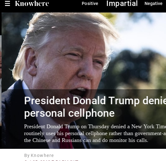 President Donald Trump denies use of personal cellphone